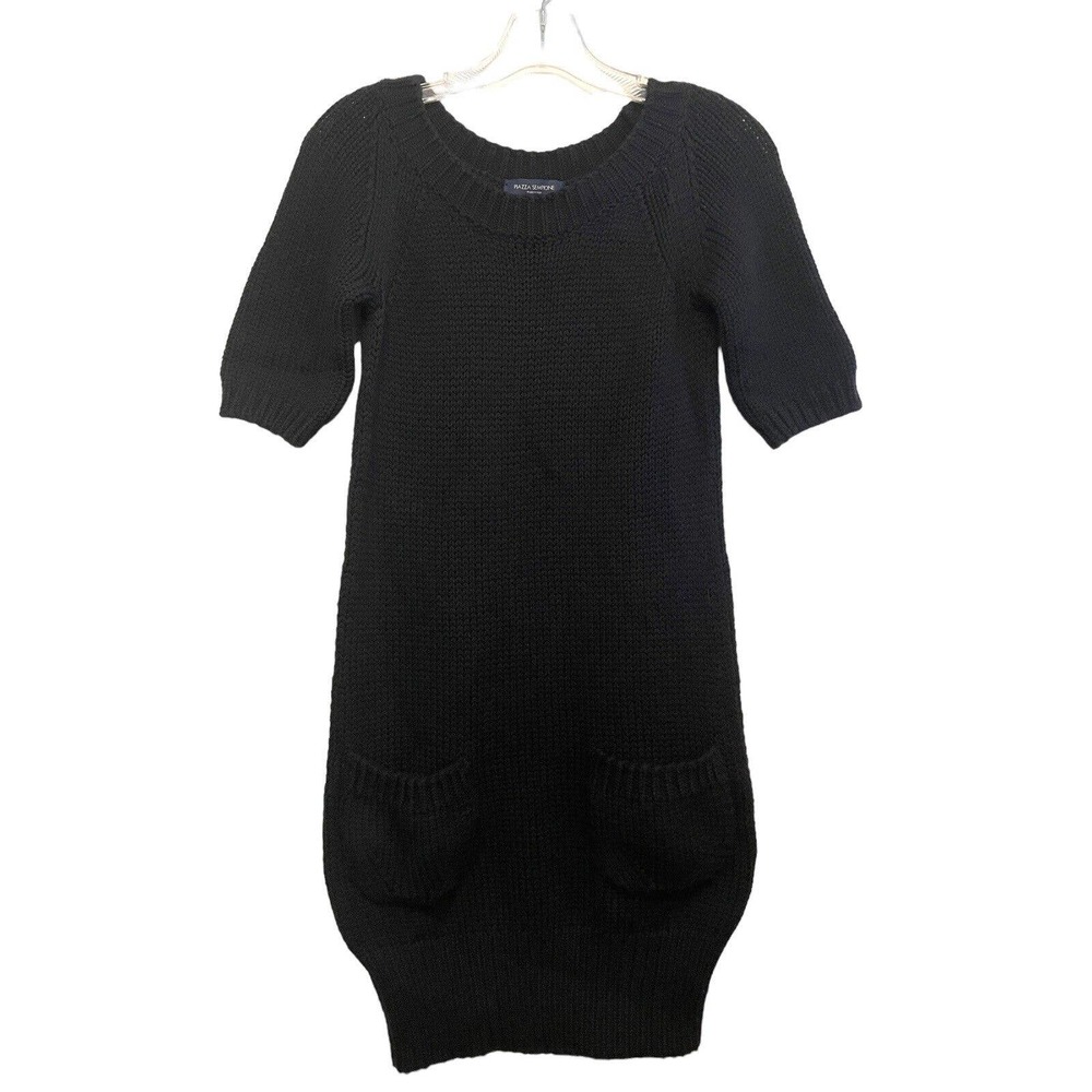 Piazza Sempione Short Sleeve 100% Wool Short Sleeve Black Knit‎ Dress Size IT 42